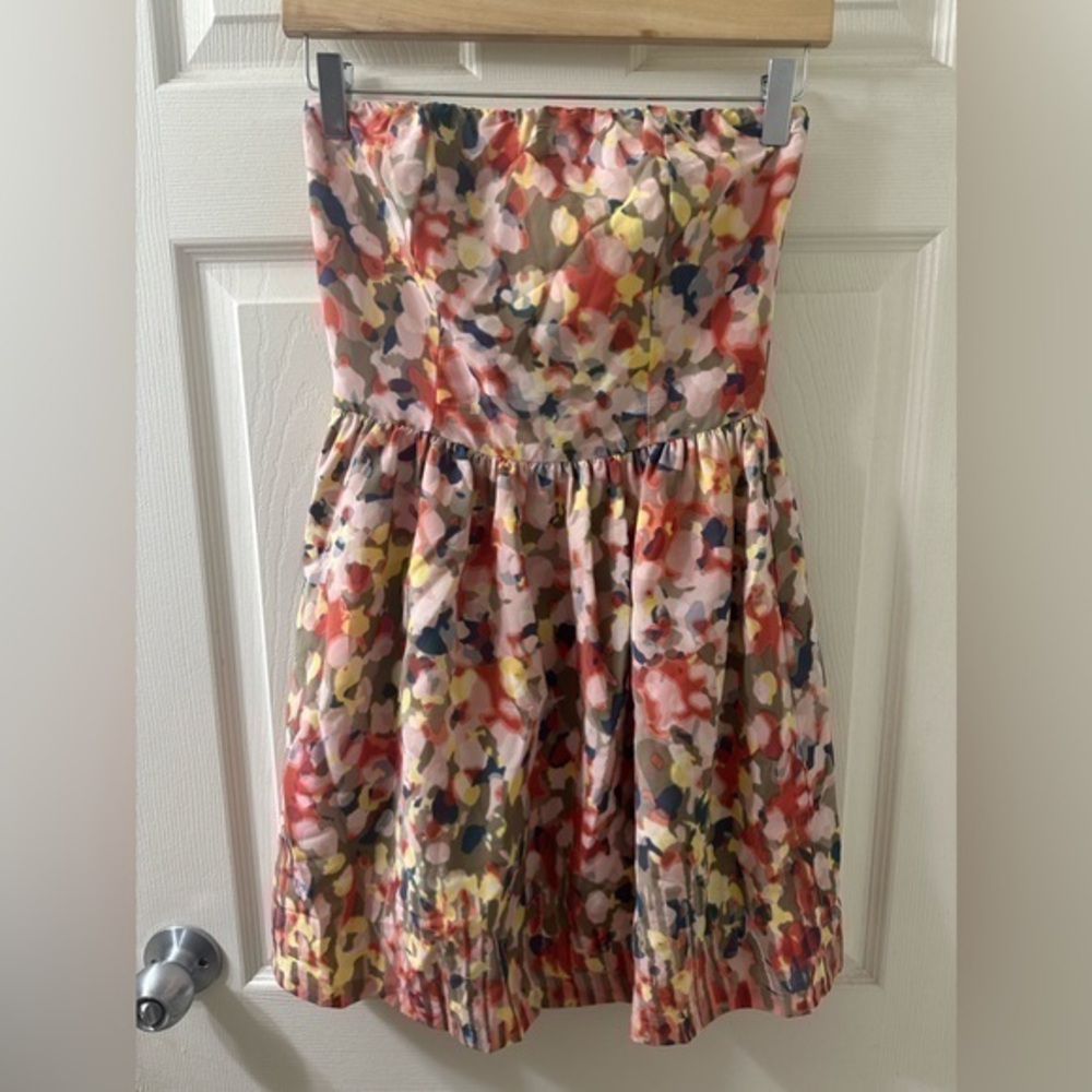 Love…ady Colorful Patterned Strapless Dress Size XS